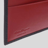 FERRAGAMO Gancini Men's Leather Bifold Wallet Black/Red 685978