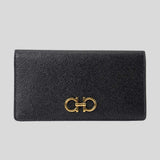 FERRAGAMO Gancini Continental Wallet Black 726510 lusocitta lusso citta