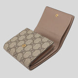GUCCI Petite Marmont Small Wallet In Calf And Supreme Canvas Dusty Rose Beige 598587