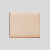 GUCCI Gilbert Calf Leather GG Trifold Wallet Beige 772793