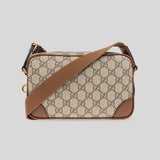 GUCCI GG Supreme Canvas Unisex Mini Camera Crossbody Bag Brown 821216