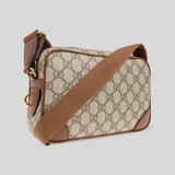 GUCCI GG Supreme Canvas Unisex Mini Camera Crossbody Bag Brown 821216