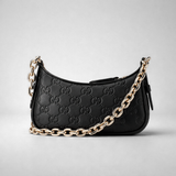 GUCCI Women's GG Emblem Leather Mini Shoulder Bag Black 847091