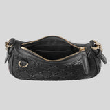 GUCCI Women's GG Emblem Leather Mini Shoulder Bag Black 847091