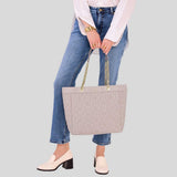 KATE SPADE Spade Flower Quilted Fabric XL Tote Cozy Grey KK074
