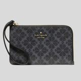 KATE SPADE Lucy Spade Flower Small Card Holder Wristlet Black KM460