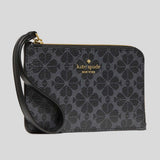 KATE SPADE Lucy Spade Flower Small Card Holder Wristlet Black KM460