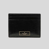 KATE SPADE Bridget Crinkle Patent Small Slim Card Holder Black KM552