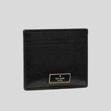 KATE SPADE Bridget Crinkle Patent Small Slim Card Holder Black KM552