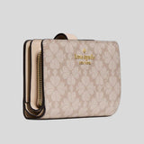 KATE SPADE Spade Flower Medium Compact Bifold Wallet Dark Beige KN756