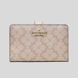 KATE SPADE Spade Flower Medium Compact Bifold Wallet Dark Beige Moon Dust KN756