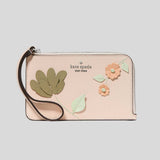 KATE SPADE Lucy Floral Small Card Holder Wristlet Fresh Peach Multi KP011