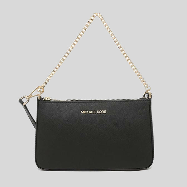 Michael Kors Jet Set Travel Medium Zip Pouchette Crossbody Bag Black 35S0GTVU6L