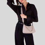 KATE SPADE Spade Flower Quilted Fabric Convertible Crossbody Bag Cozy Grey KK077