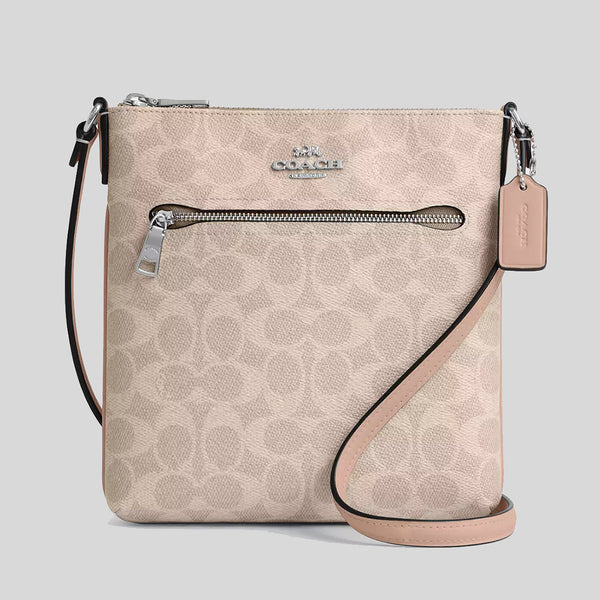 COACH Mini Rowan File Bag In Signature Canvas Sand/Taupe CW325