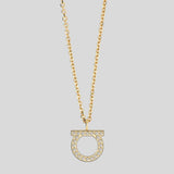 FERRAGAMO Crystals Necklace Gold Color 696654