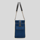 MARC JACOBS The Denim Chain Medium Tote Bag Dark Wash 2F4HTT018H05