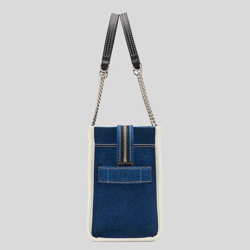 MARC JACOBS The Denim Chain Medium Tote Bag Dark Wash 2F4HTT018H05