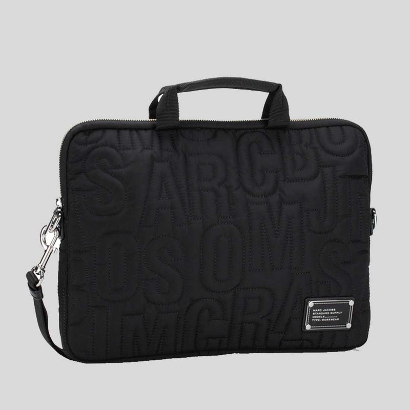 MARC JACOBS Nylon Logo Quilted 13 in Laptop Bag Black 4S4SCP001S02