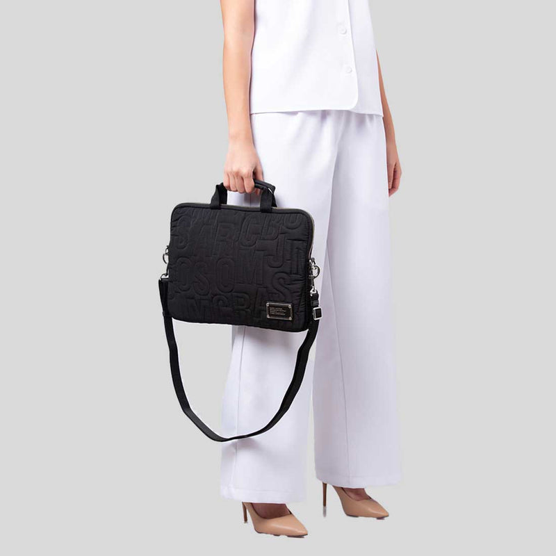 MARC JACOBS Nylon Logo Quilted 13 in Laptop Bag Black 4S4SCP001S02