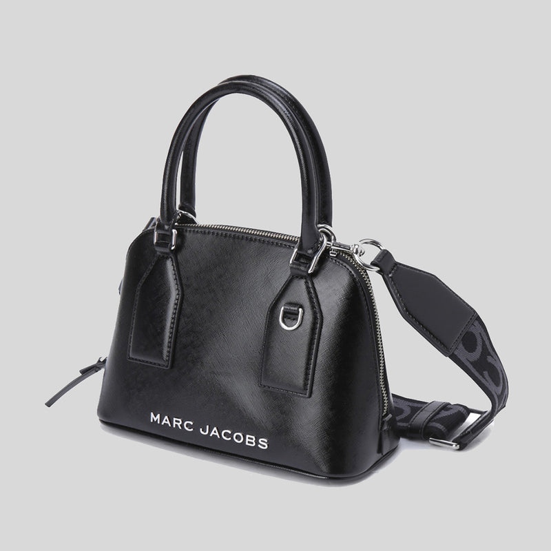 MARC JACOBS Small Leather Dome Satchel Crossbody Bag Black 4S4HSC003H02