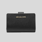 MICHAEL KORS Medium Crossgrain Leather Wallet Black 35F7GTVF2L