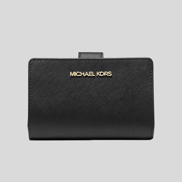 MICHAEL KORS Medium Crossgrain Leather Wallet Black 35F7GTVF2L