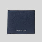 MICHAEL KORS Cooper Pebbled Leather Billfold Wallet Navy 36S4LCOF2L