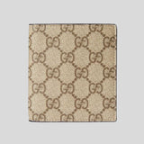 GUCCI GG Emblem Bi-Fold Wallet Beige Dark Brown 821206