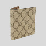 GUCCI GG Emblem Bi-Fold Wallet Beige Dark Brown 821206