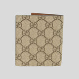 GUCCI GG Emblem Bi-Fold Wallet Beige Dark Brown 821206