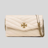 TORY BURCH Kira Chevron Chain Wallet New Cream 90343