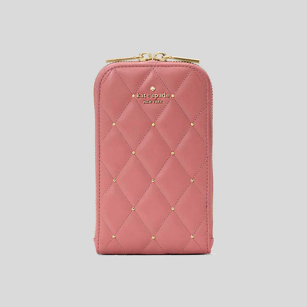 KATE SPADE Carey Quilted Studded Phone Chain Crossbody Pomegranate KL818