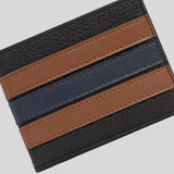 COACH Slim Billfold Wallet With Varsity Stripe Black Saddle 3003