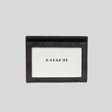 COACH Unisex Slim Id Card Case In Signature Canvas Walnut/Black CZ286