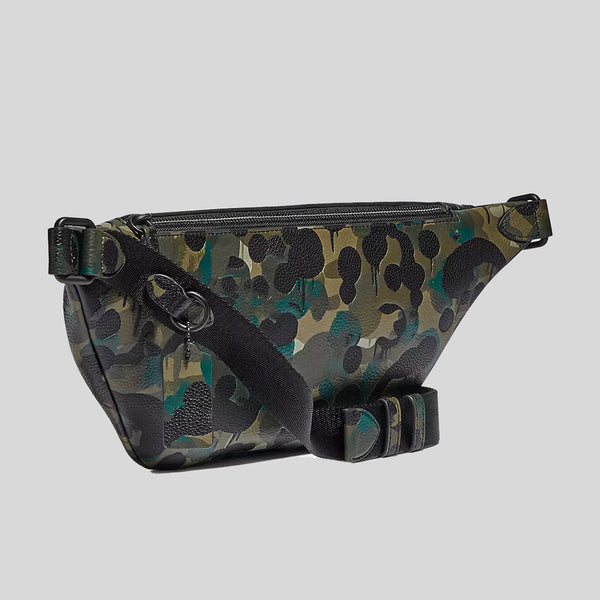 COACH League Belt Bag With Camo Print Matte Black/Green/Blue C5289