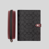 COACH Boxed Notebook And Pencil Case Gift Set In Colorblock Signature Canvas Charcoal/Wine CE908