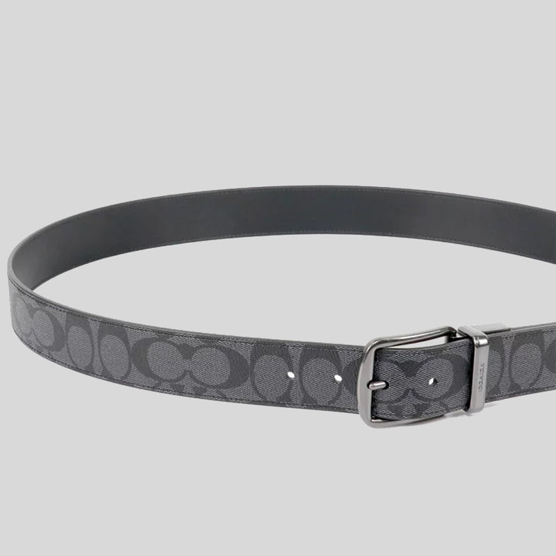 COACH Harness Buckle Cut To Size Reversible Belt, 38 Mm Charcoal/Black CQ022