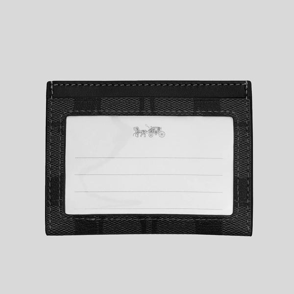 COACH Slim Id Card Case In Signature Canvas Charcoal/Black CQ031