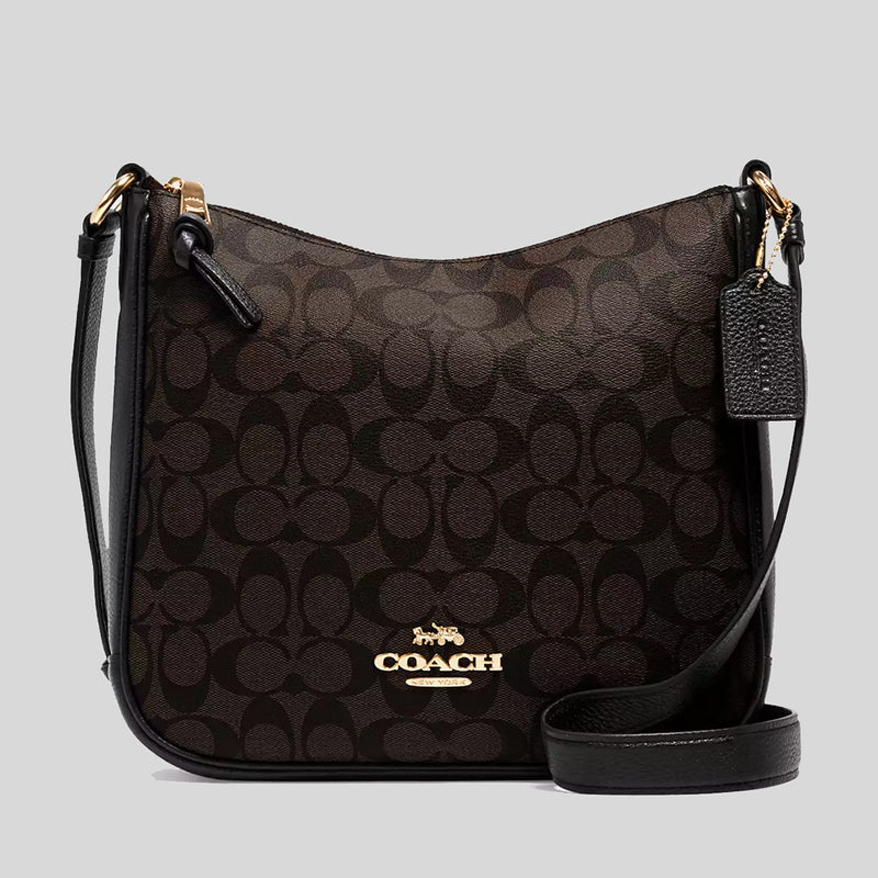 COACH Ellie File Bag In Signature Canvas Brown/Black CU959