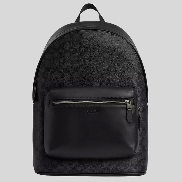 COACH West Backpack In Signature Canvas Charcoal/Black CV925