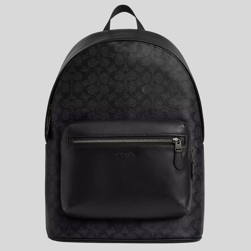 COACH West Backpack In Signature Canvas Charcoal/Black CV925