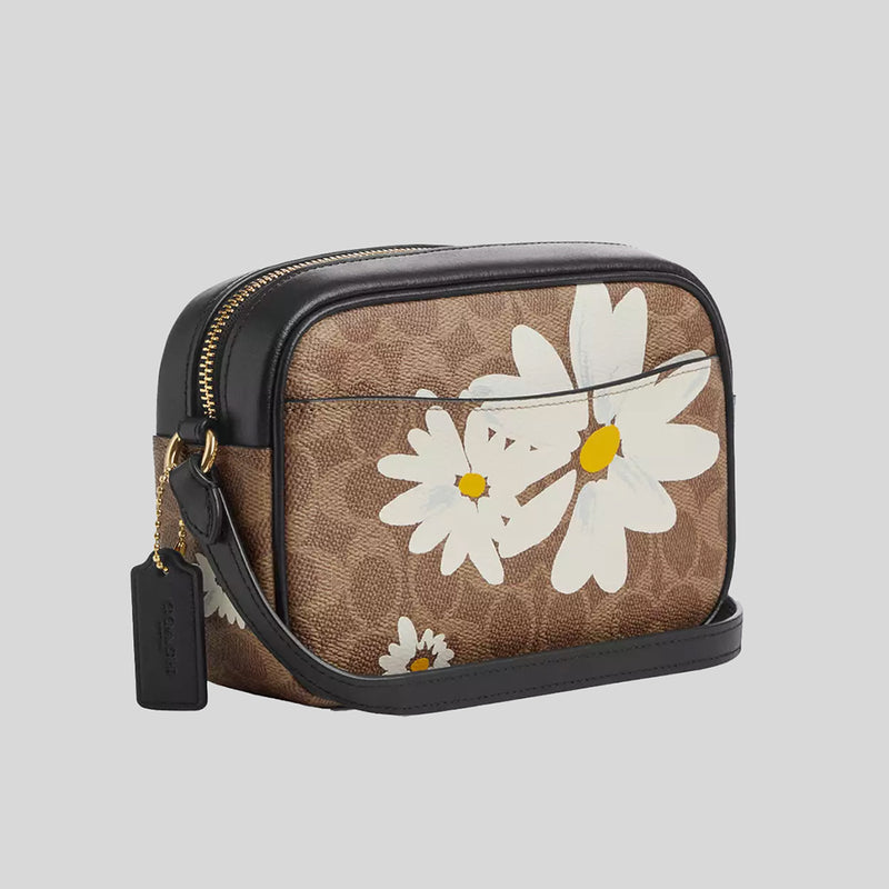 COACH Mini Jamie Camera Bag In Signature Canvas With Floral Print Tan Multi CZ609