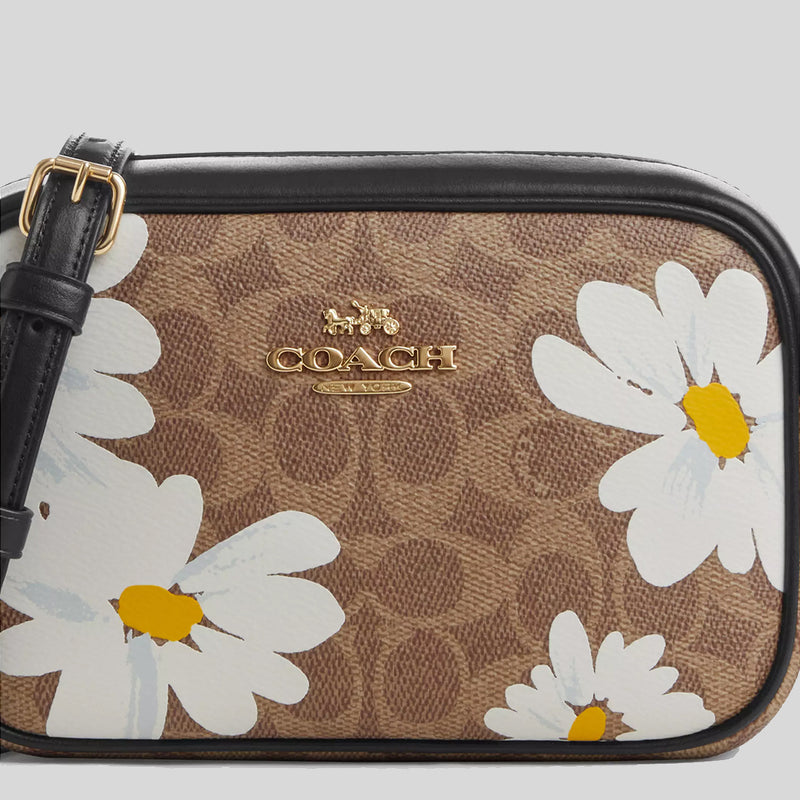 COACH Mini Jamie Camera Bag In Signature Canvas With Floral Print Tan Multi CZ609