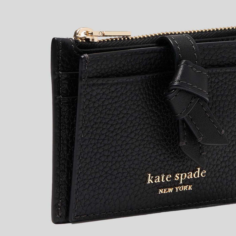 KATE SPADE Knott Zip Card Holder Black KH156