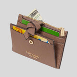 KATE SPADE Knott Zip Card Holder Warm Acorn KH156