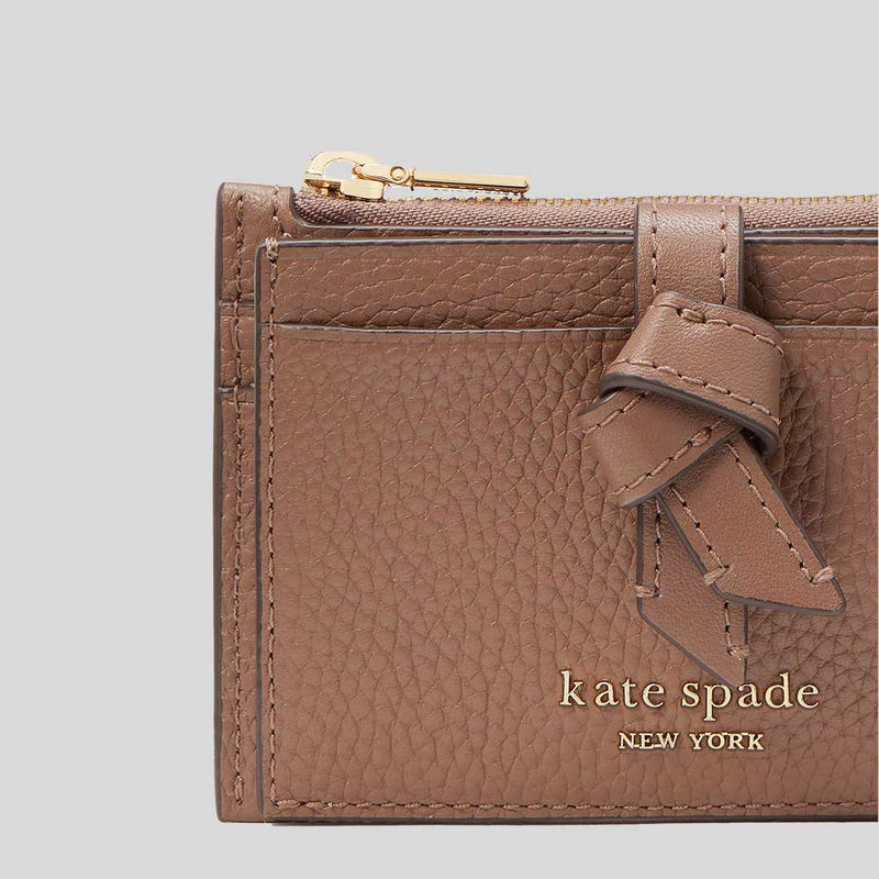 KATE SPADE Knott Zip Card Holder Warm Acorn KH156