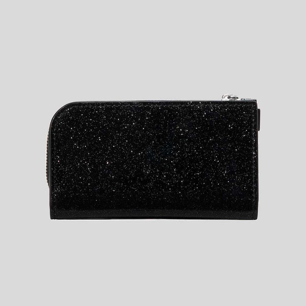 KATE SPADE Space Invaders X Kate Spade New York Glitter Patent Small Slim Bifold Wallet Black Multi KI755