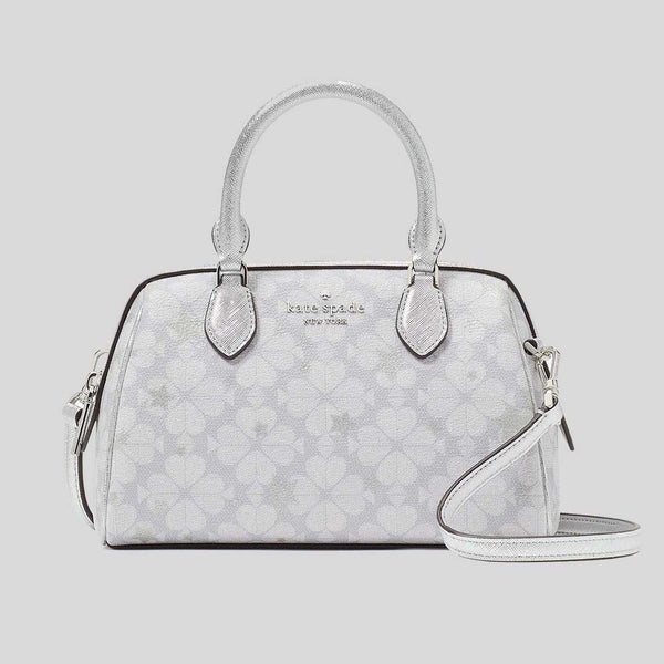 KATE SPADE Spade Flower Star Toss Small Dolly Duffle Crossbody Bag Platinum Grey Multi KI908