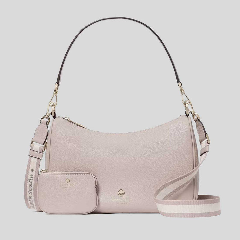 KATE SPADE Emma Pebbled Leather Medium Shoulder Bag Cozy Grey KK068